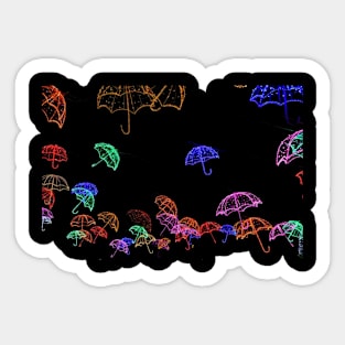 Colourful umbrellas in the night Sticker